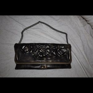 Patricia Nash Gold leather clutch